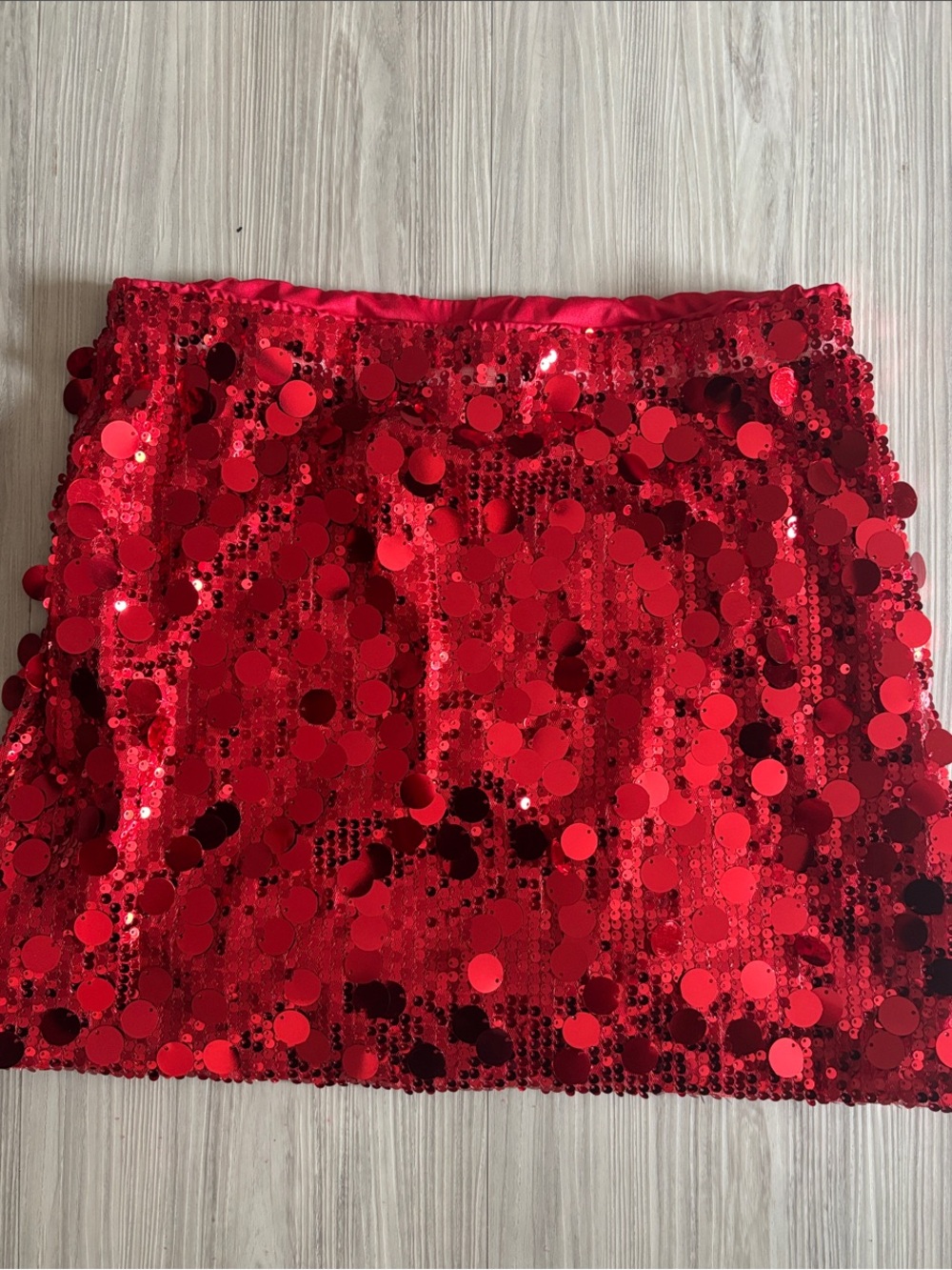 Red Sequin Mini Skirt